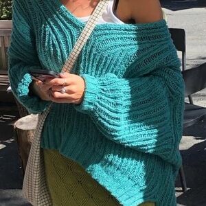 Free Peoples Oversized Teal Sweater